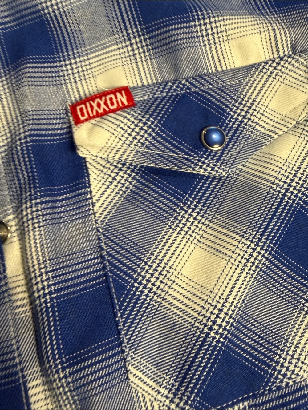 DIXXON womans Blue and White Plaid Button-Down Shirt - Picture 5 of 7